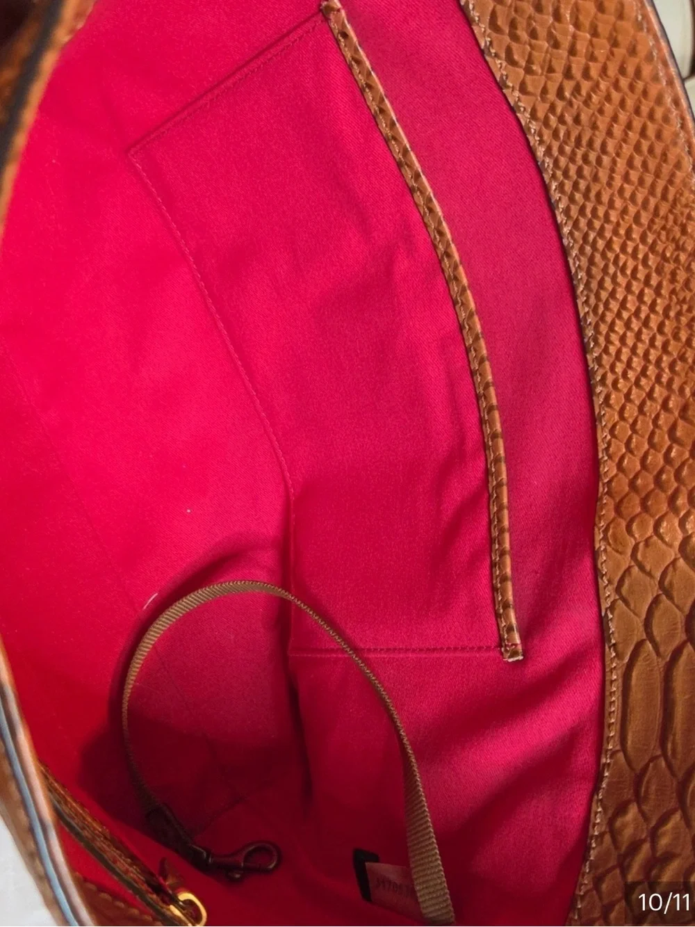 Dooney & Bourke Brown Python-Embossed Leather Tote with Gold Hardware
